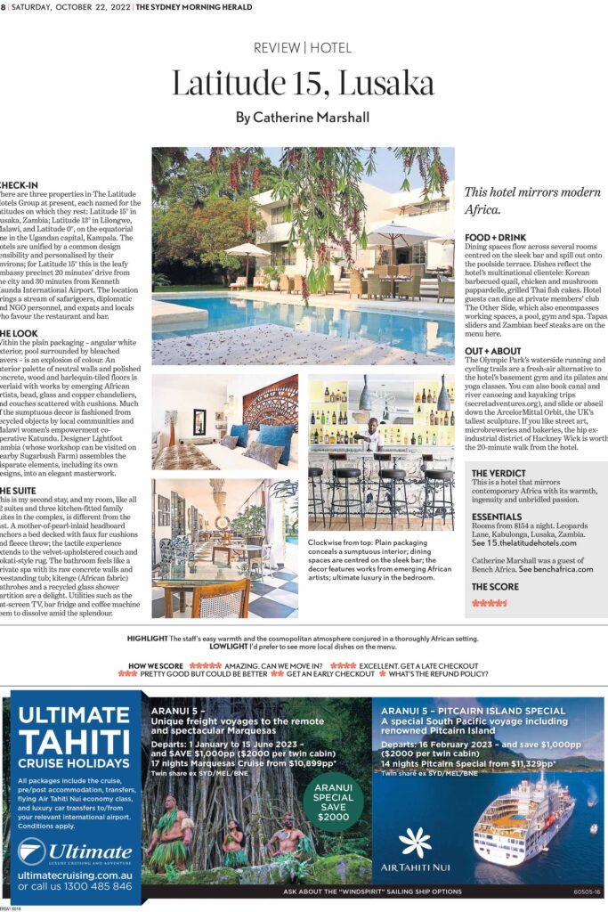 Zambia: Hotel Review: Latitude 15, Lusaka