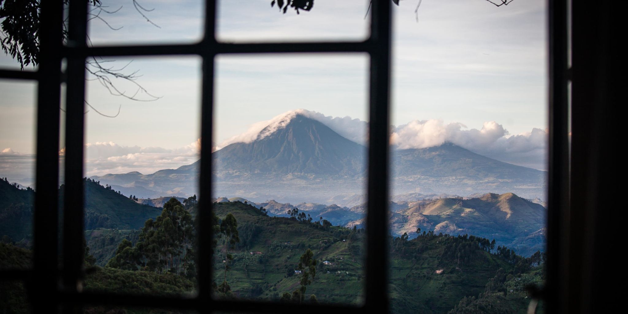 View of mountains from lodge window