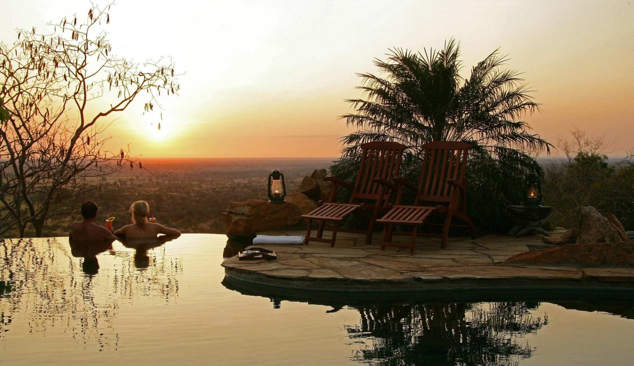 Sunset at Elewana Elsa's Kopje pool