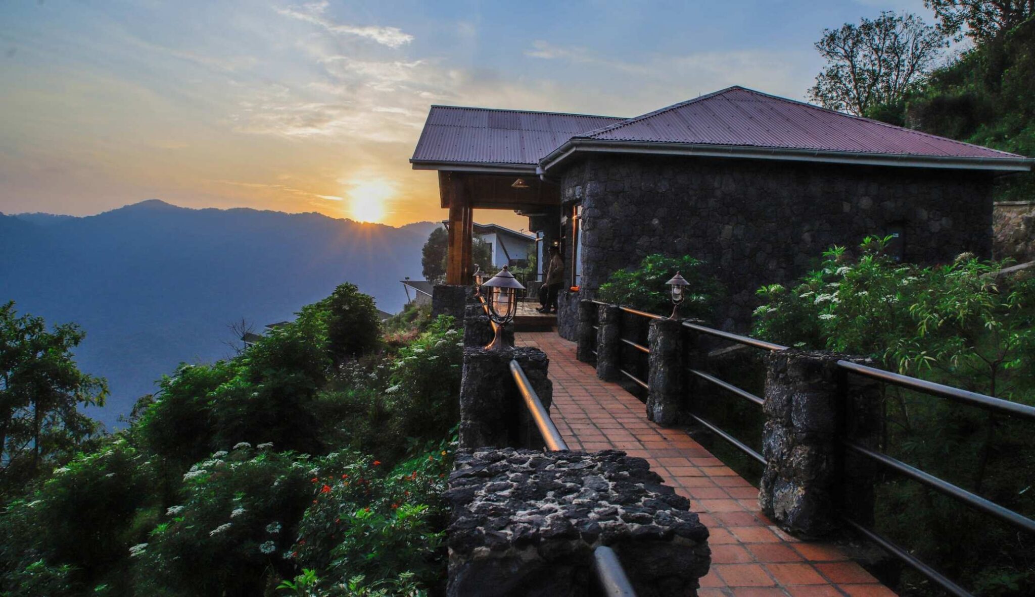 Gorgeous sunset over Nkuringo Lodge