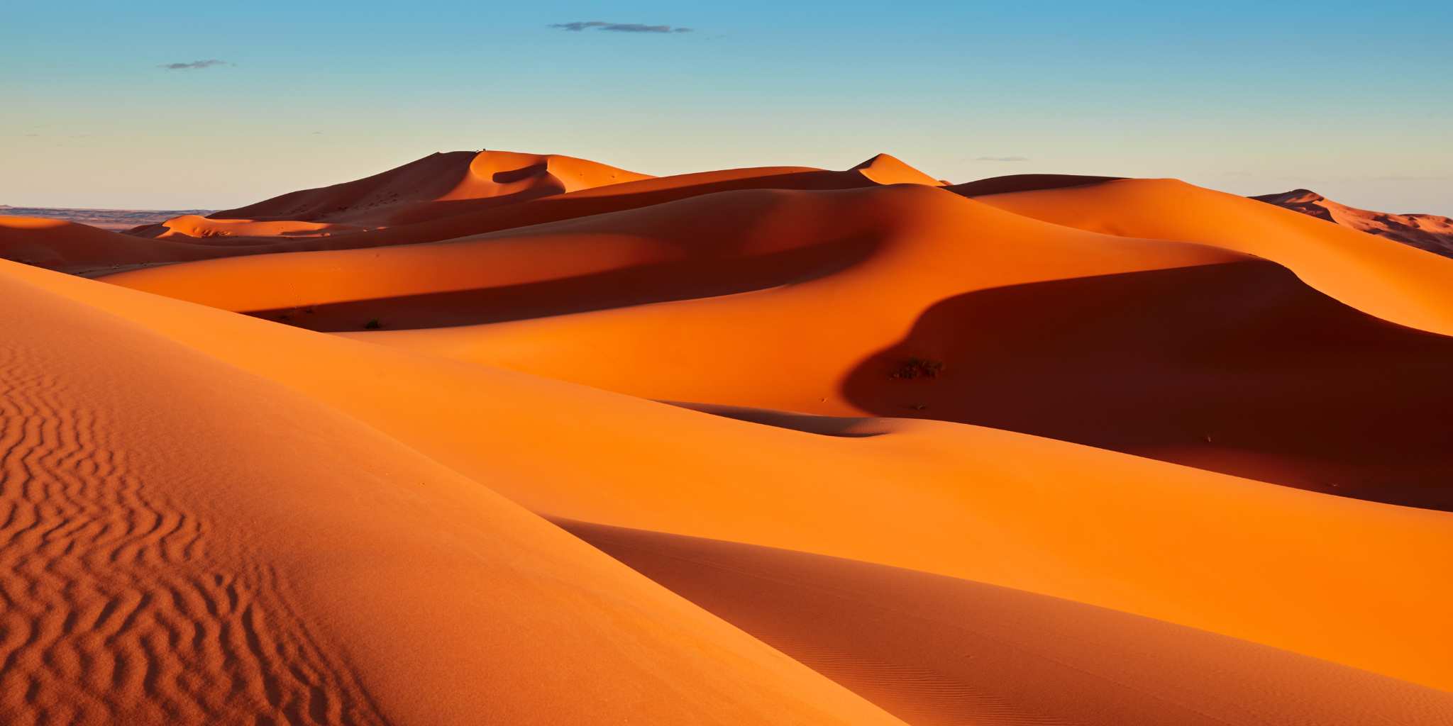 Sahara sand dunes sunset