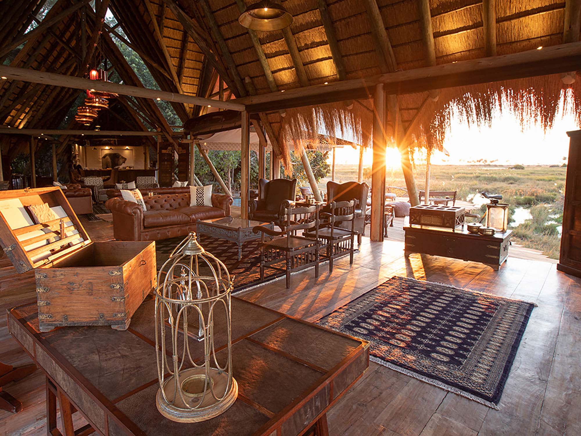 the camp offers nine luxury tents on raised decks under cool thatch canopies with wonderful views over the floodplains and their resident game. Each spacious tent is beautifully appointed with furniture and features that have been collected from around Africa. Set apart from main area is a refreshing pool