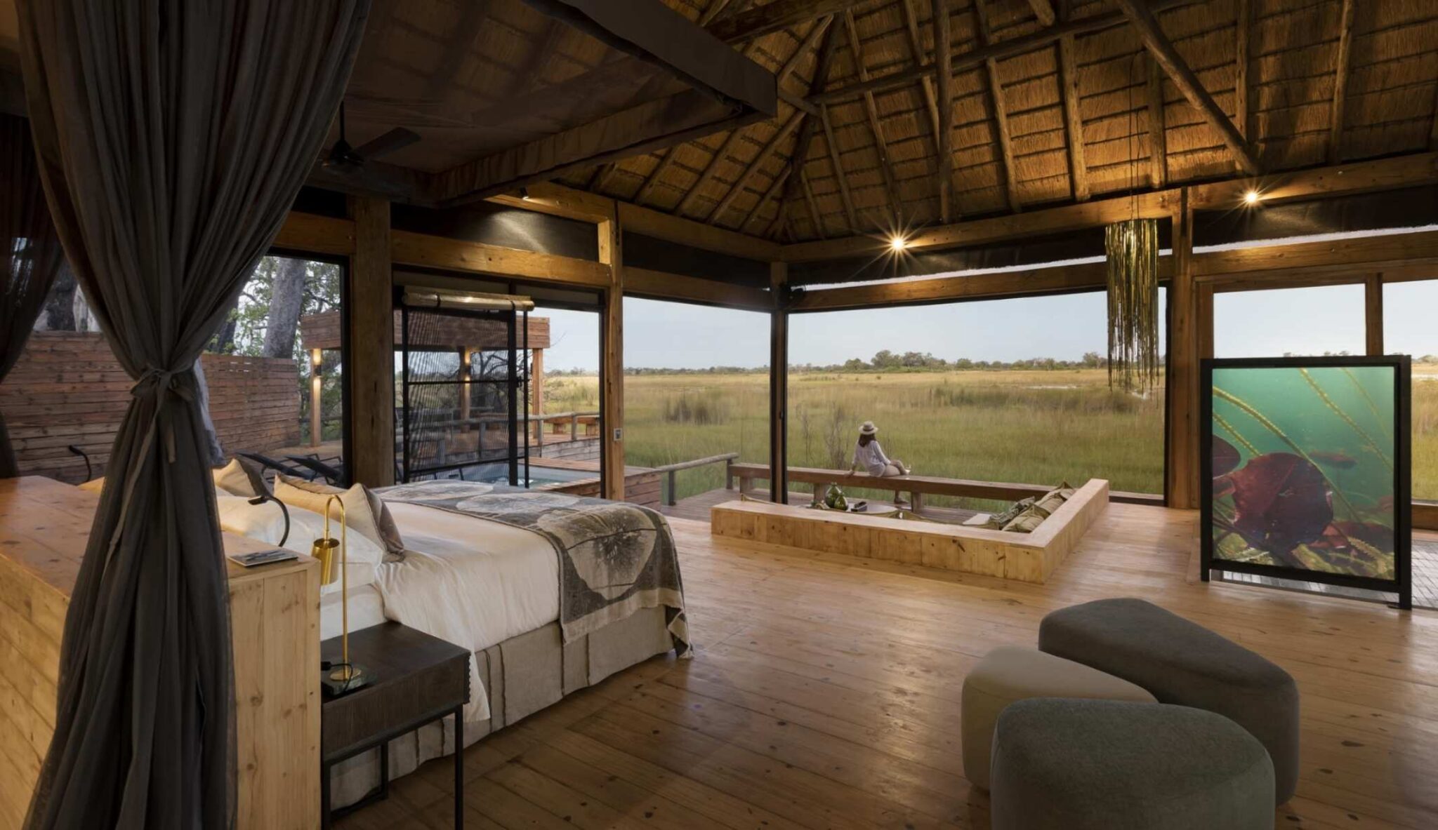 serene luxurious room at the Wilderness Vumbura Plains