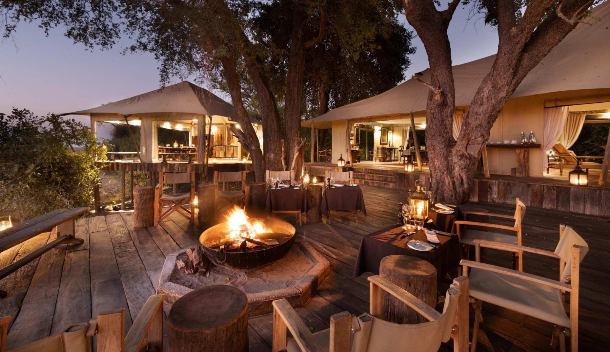 Zarafa luxury fire pit at sunset