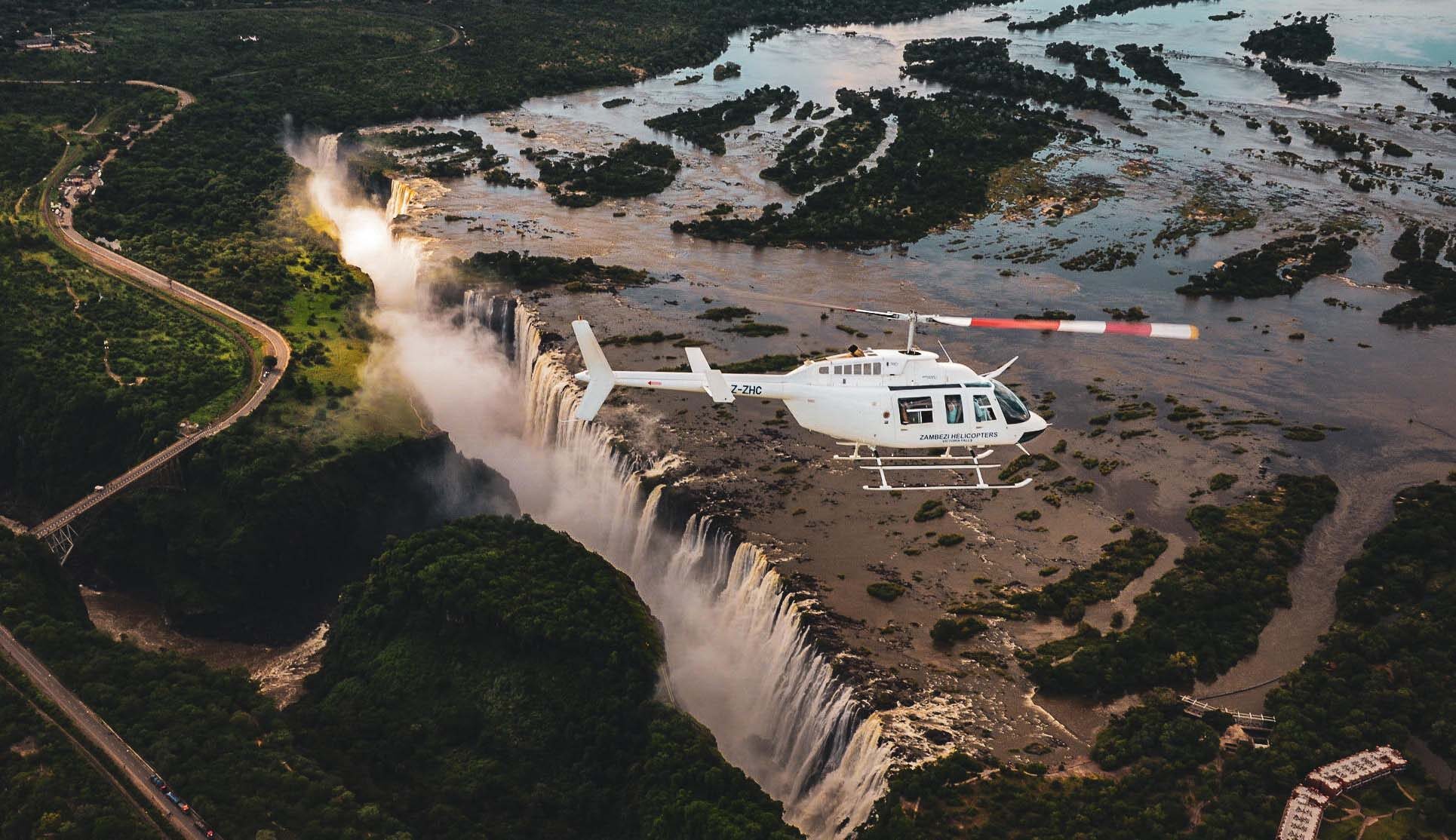 Helicopter over Victoria Falls