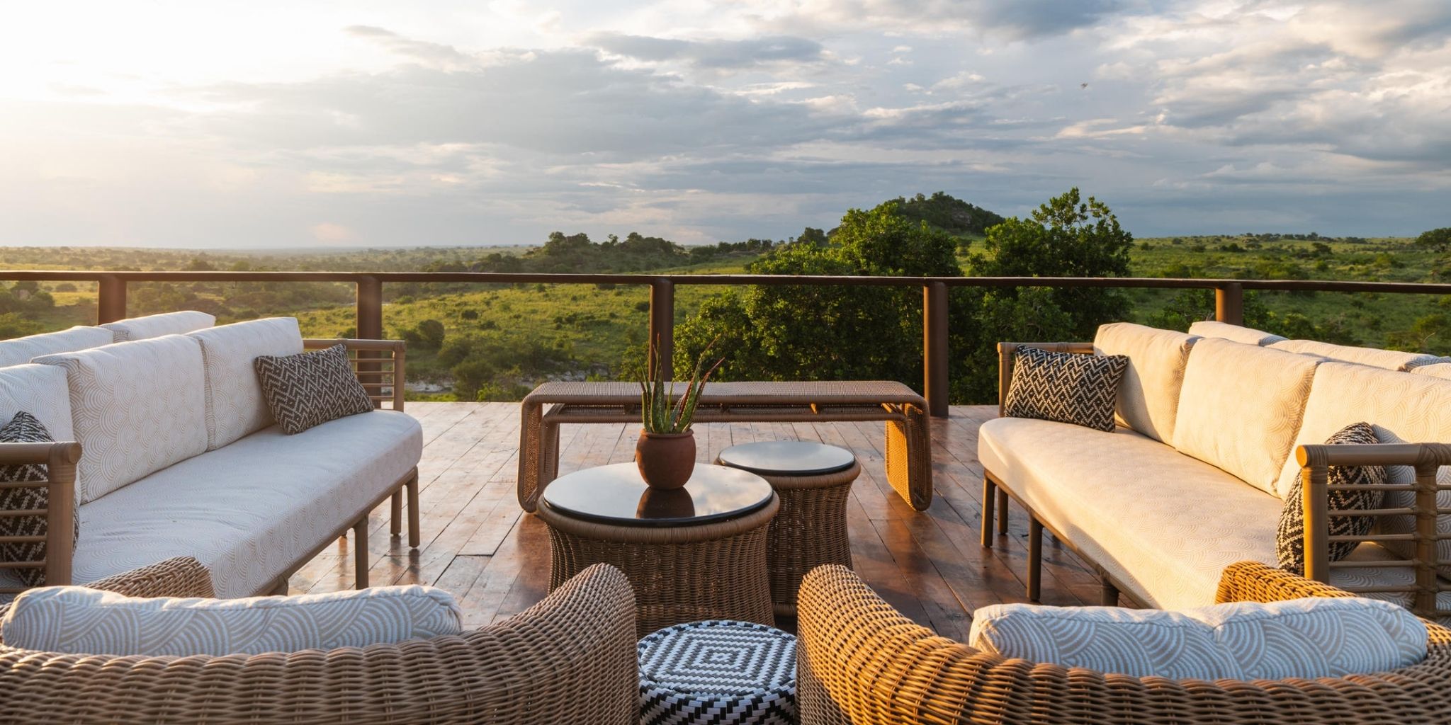 Luxury seated are at Serengeti Migration Camp looking out onto the savanna